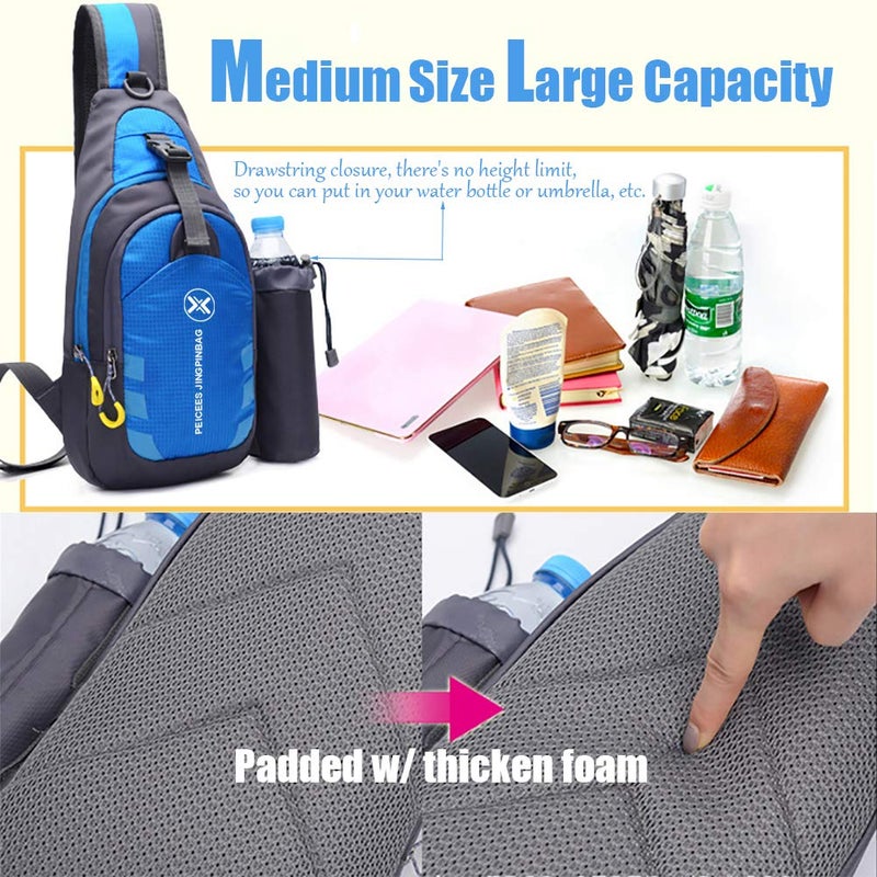 Peicees Chest Crossbody Sling Backpack Bag Travel Bike Gym Daypack for Women Men - Image 4